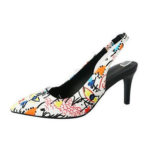 2/$40 Bamboo Graffiti Art Pastel Longing Slingback NIB